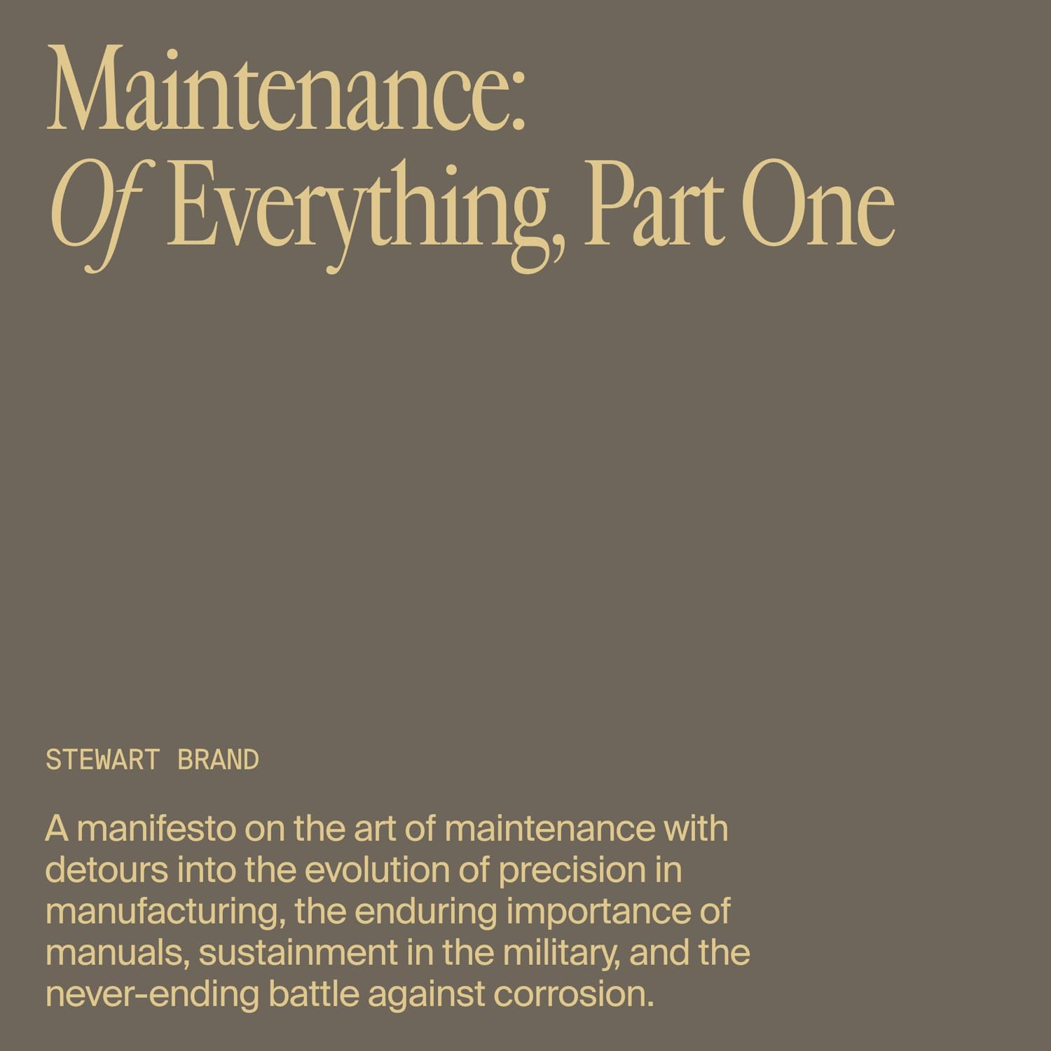 Maintenance description